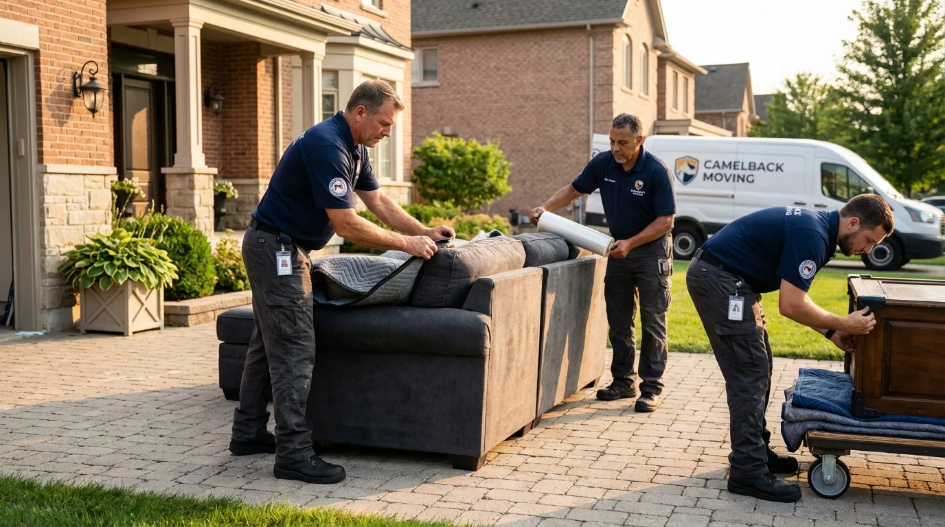 Large estate moving crew wrapping furniture in Hamlin, TX