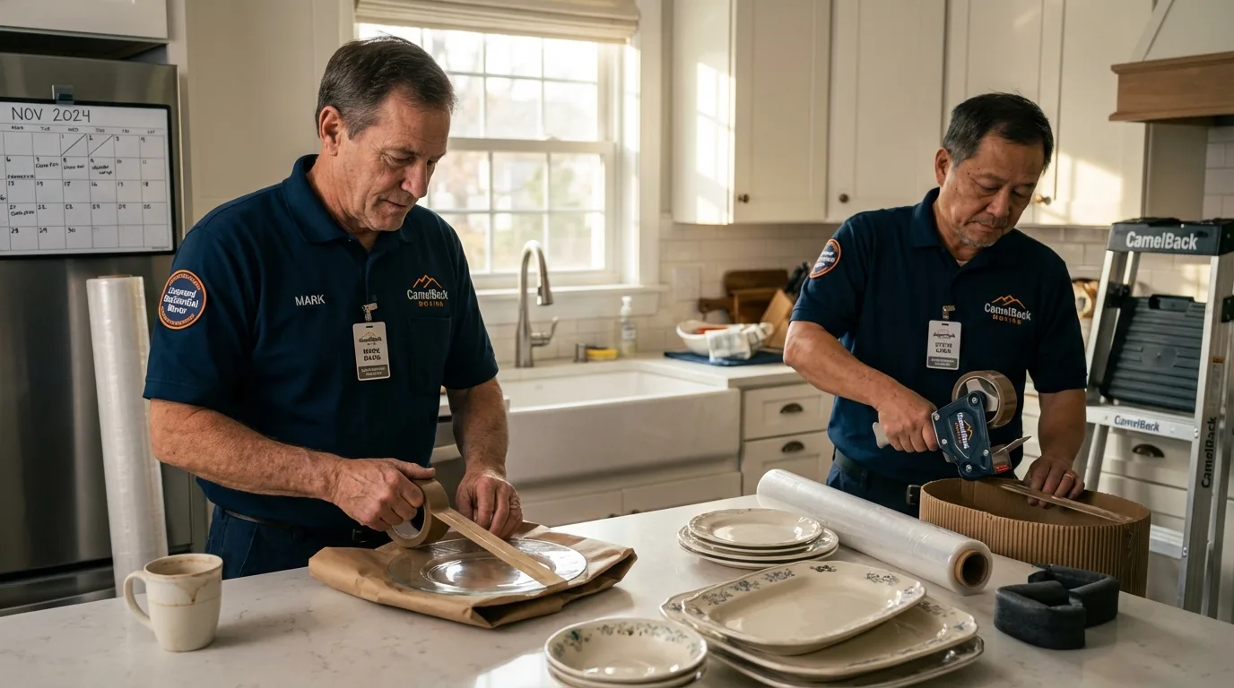 Professional crew packing kitchen dishware in Hamlin, TX